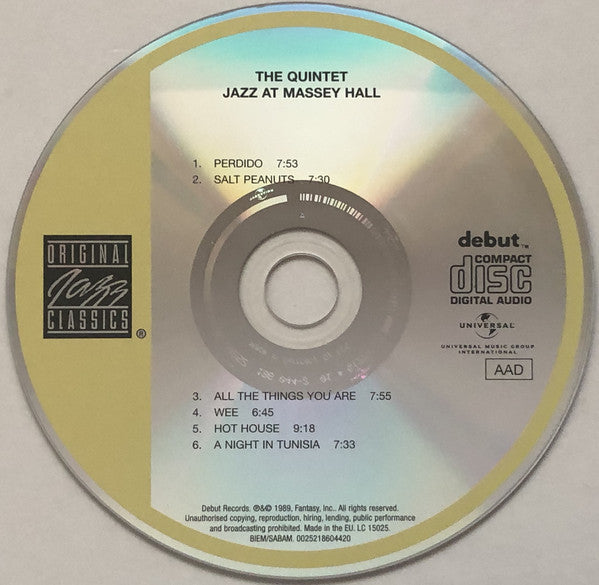 The Quintet : Jazz At Massey Hall (CD, Album, RE, RM, EDC)