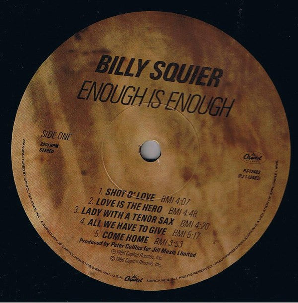 Billy Squier : Enough Is Enough (LP, Album, Spe)