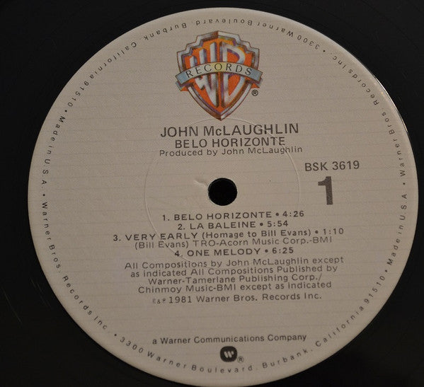 John McLaughlin : Belo Horizonte (LP, Album, Jac)