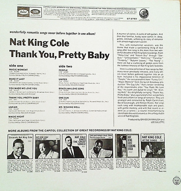 Nat King Cole : Thank You, Pretty Baby (LP, Album)