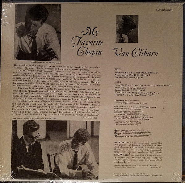 Van Cliburn, Frédéric Chopin : My Favorite Chopin (LP, RE, Ind)