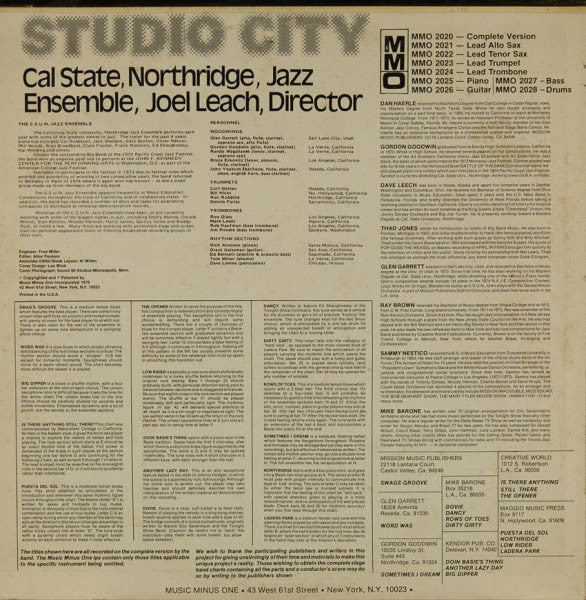 The California State University, Northridge Jazz Ensemble : Studio City - Music Minus One Piano (LP)