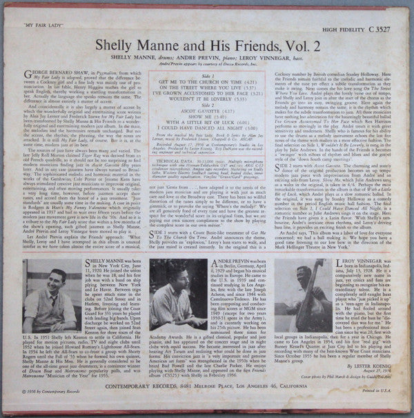 Shelly Manne & His Friends : Modern Jazz Performances Of Songs From My Fair Lady (LP, Album, Mono, RP, Hol)