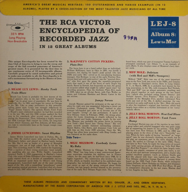 Various : The RCA Victor Encyclopedia Of Recorded Jazz: Album 8- Lew To Mor (10", Album, Comp, Mono)