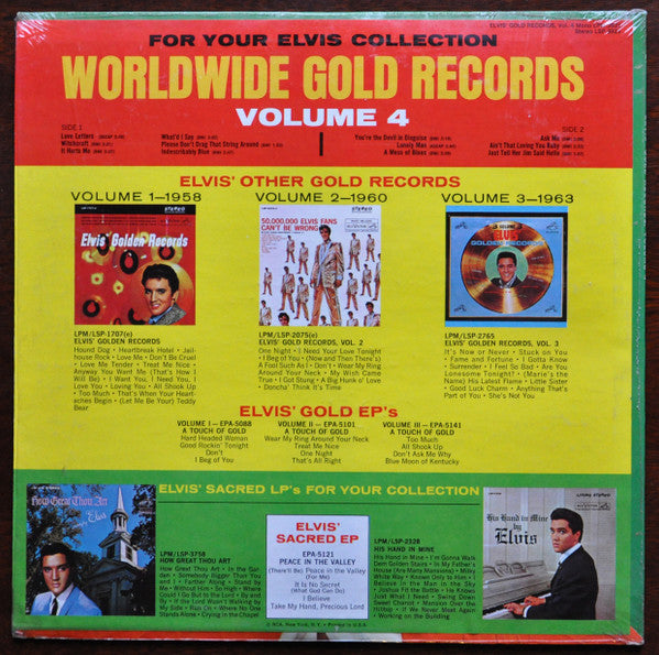 Elvis Presley : Elvis' Gold Records - Volume 4 (LP, Comp, Ind)