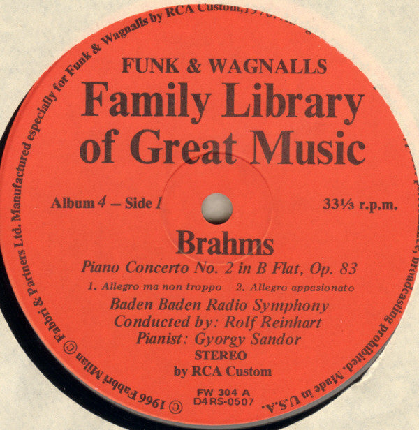 Johannes Brahms : The Piano Concerto No. 2 In B Flat (LP, Album)