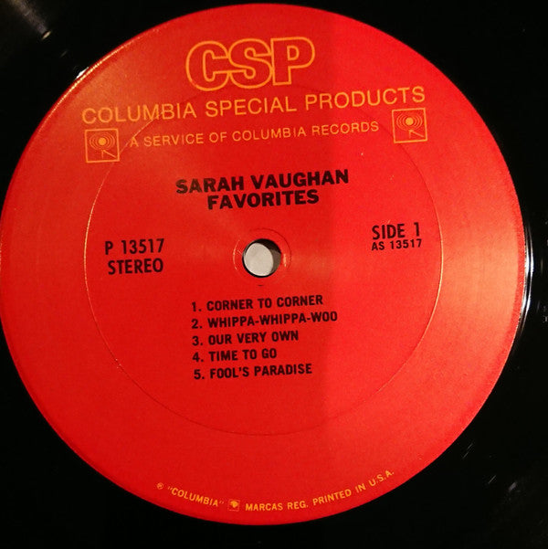 Sarah Vaughan : Favorites (LP, Comp)