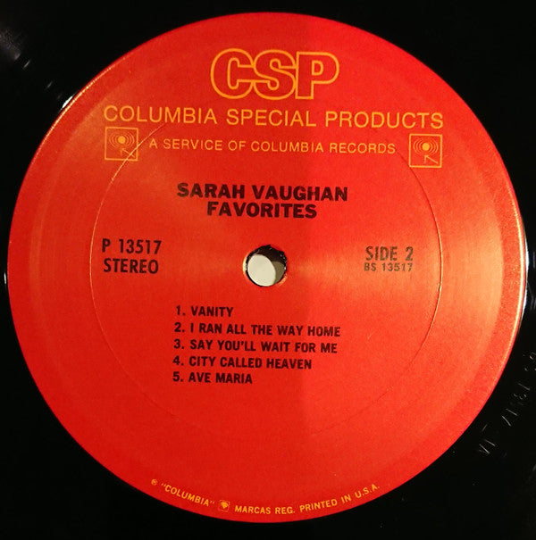 Sarah Vaughan : Favorites (LP, Comp)