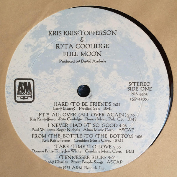 Kris Kristofferson & Rita Coolidge : Full Moon (LP, Album, Ter)