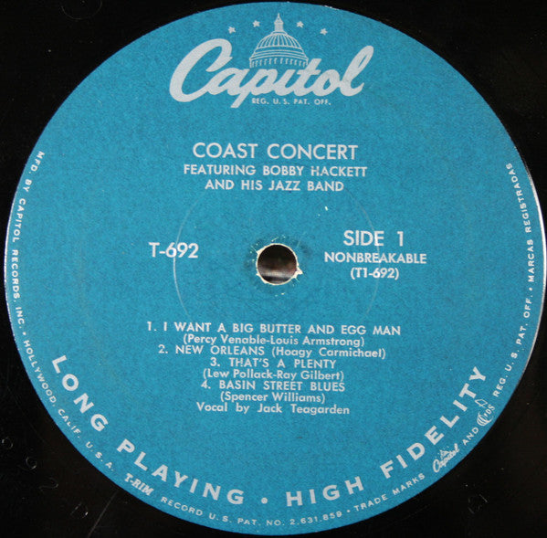 Bobby Hackett And His Jazz Band : Coast Concert (LP, Album)