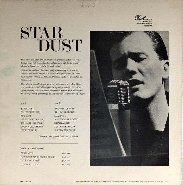 Pat Boone : Star Dust (LP, Album, Mono)