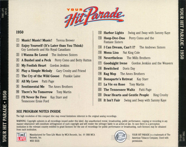 Various : Your Hit Parade 1950 (CD, Comp, RM)