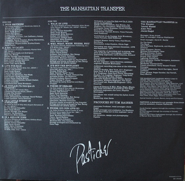 The Manhattan Transfer : Pastiche (LP, Album, PRC)