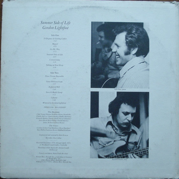 Gordon Lightfoot : Summer Side Of Life (LP, Album, Ter)