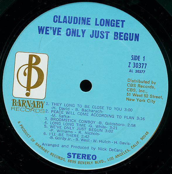 Claudine Longet : We've Only Just Begun (LP, Album, Ter)