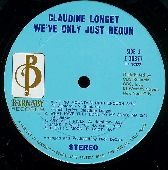 Claudine Longet : We've Only Just Begun (LP, Album, Ter)