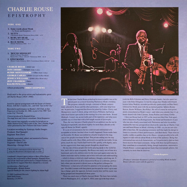 Charlie Rouse : Epistrophy - The Last Concert (LP, Album)