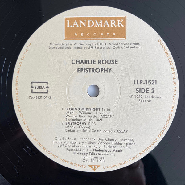 Charlie Rouse : Epistrophy - The Last Concert (LP, Album)