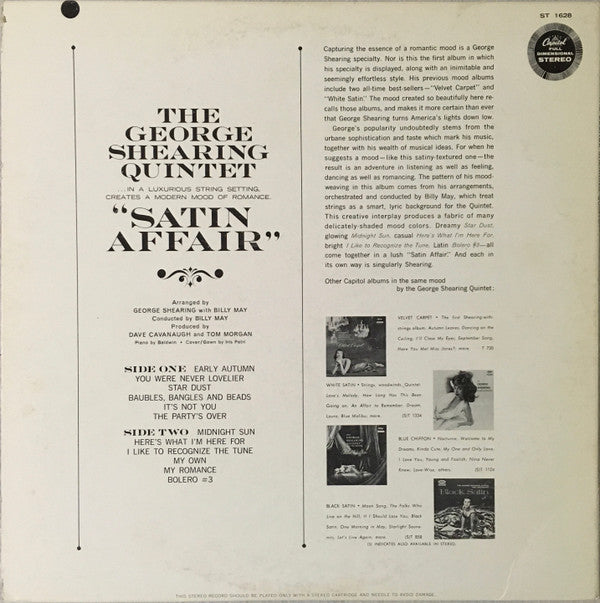 The George Shearing Quintet : Satin Affair (LP, Album, RP, Scr)