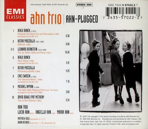 Ahn Trio : Ahn-Plugged (CD, Album)