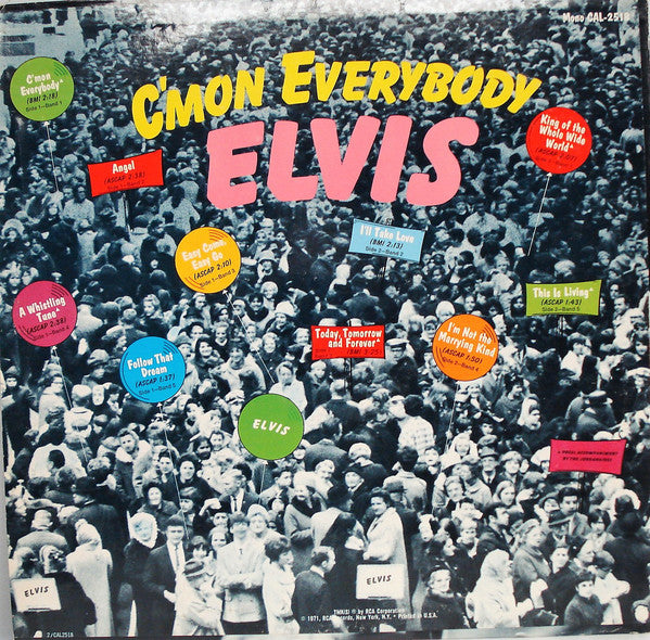 Elvis Presley : C'mon Everybody (LP, Album, Comp, Mono)