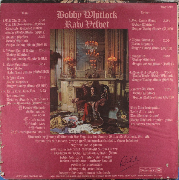 Bobby Whitlock : Raw Velvet (LP, Album, Tru)