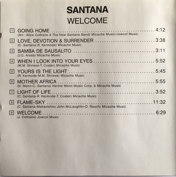 Santana : Welcome (CD, Album, RE)