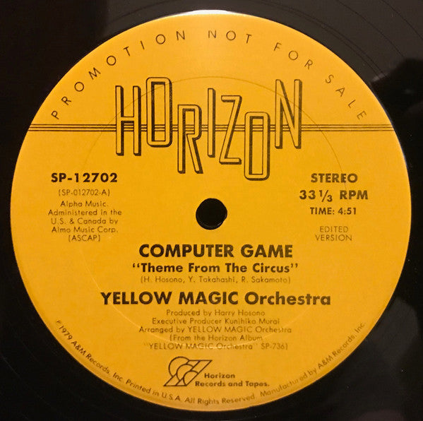 Yellow Magic Orchestra : Computer Game (12", Single, Promo)