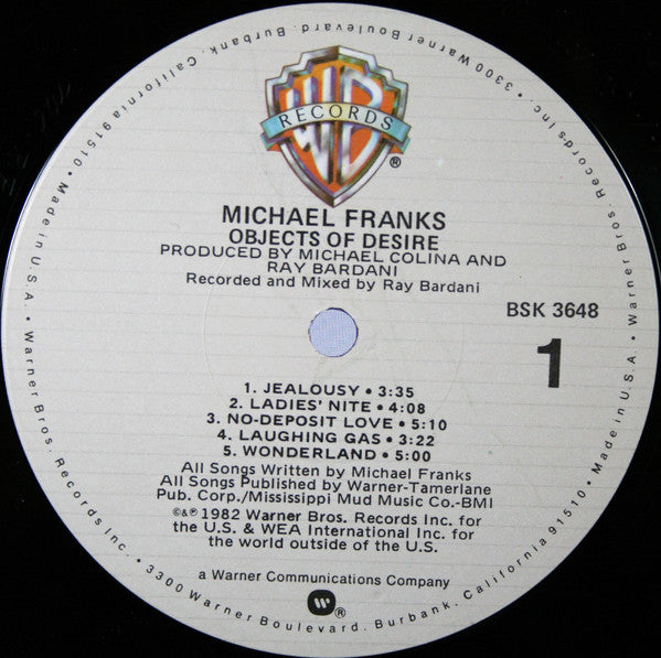 Michael Franks : Objects Of Desire (LP, Album, Win)