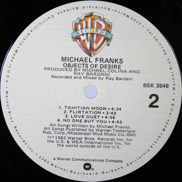 Michael Franks : Objects Of Desire (LP, Album, Win)