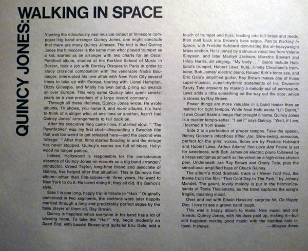 Quincy Jones : Walking In Space (LP, Album, Pit)