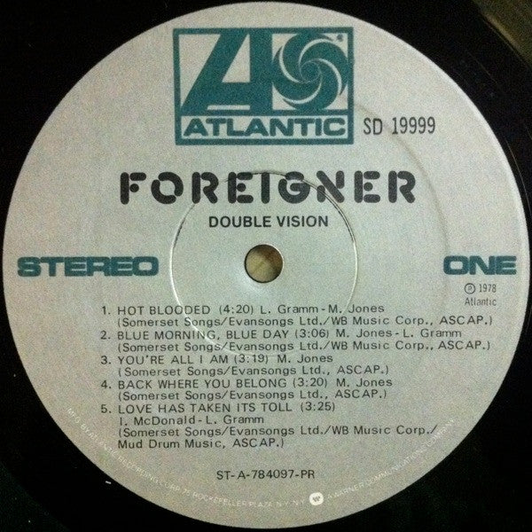 Foreigner : Double Vision (LP, Album, PR )