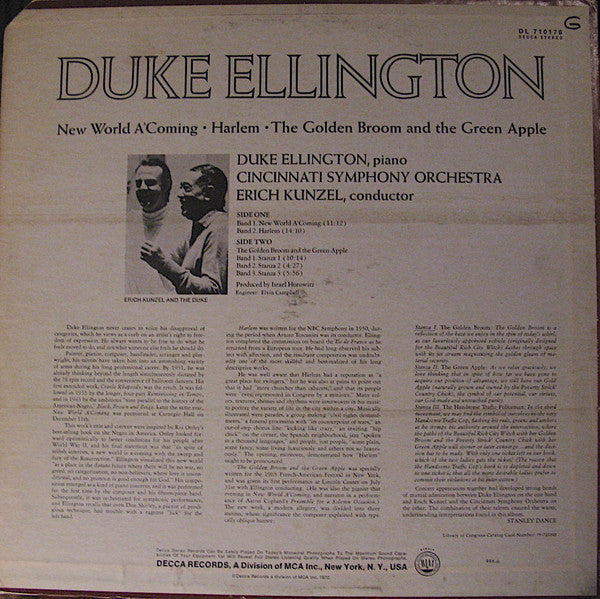 Duke Ellington, Cincinnati Symphony Orchestra, Erich Kunzel : Harlem / New World A'Coming / The Golden Broom And The Green Apple (LP, Album + 7", Ltd)