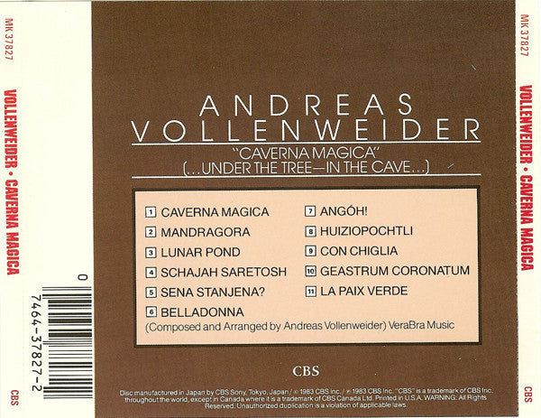 Andreas Vollenweider : Caverna Magica (...Under The Tree – In The Cave...) (CD, Album)