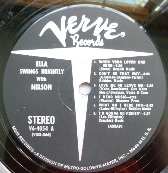 Ella Fitzgerald - Nelson Riddle : Ella Swings Brightly With Nelson (LP, Album)