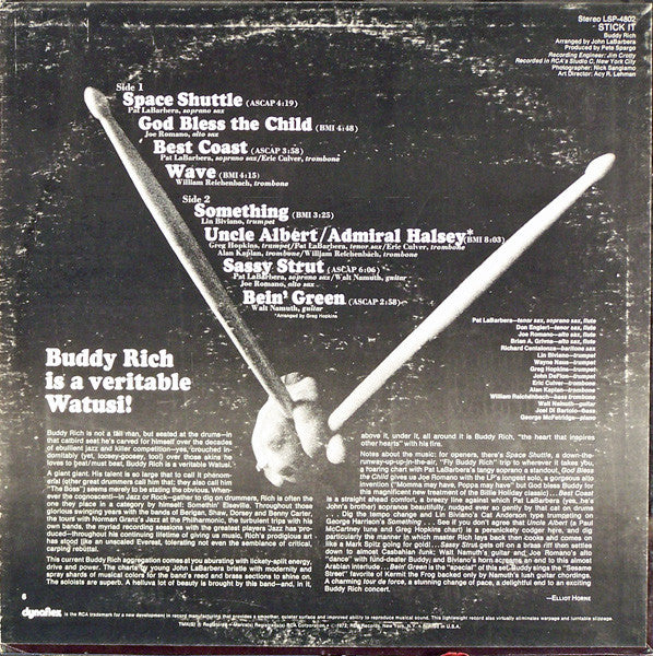 Buddy Rich : Stick It (LP, Album, Ind)