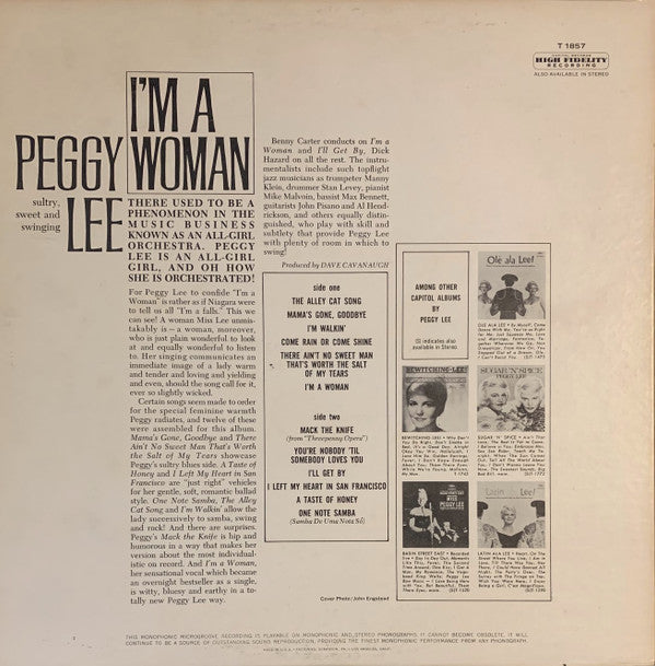 Peggy Lee : I'm A Woman (LP, Album, Mono, Los)