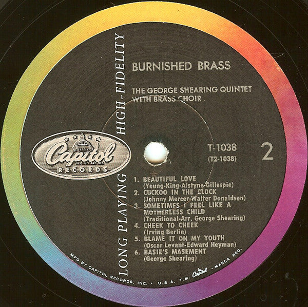 The George Shearing Quintet : Burnished Brass (LP, Album, Mono)