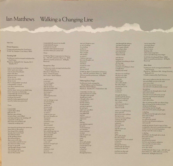 Iain Matthews : Walking A Changing Line (LP, Album)