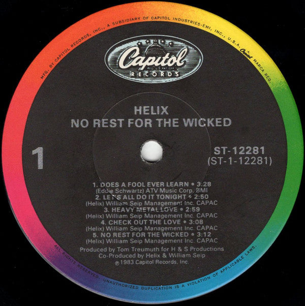 Helix (3) : No Rest For The Wicked (LP, Album)