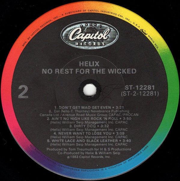 Helix (3) : No Rest For The Wicked (LP, Album)