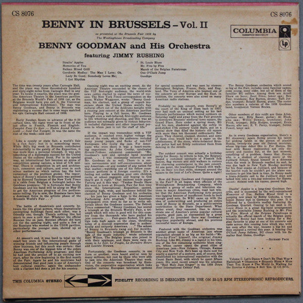 Benny Goodman And His Orchestra Featuring Jimmy Rushing : Benny In Brussels Vol. II (LP, Album)