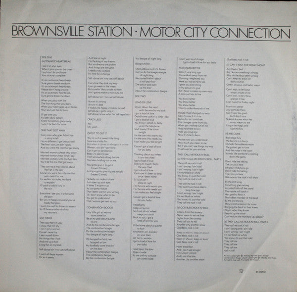 Brownsville Station : Motor City Connection (LP, Album, PRC)