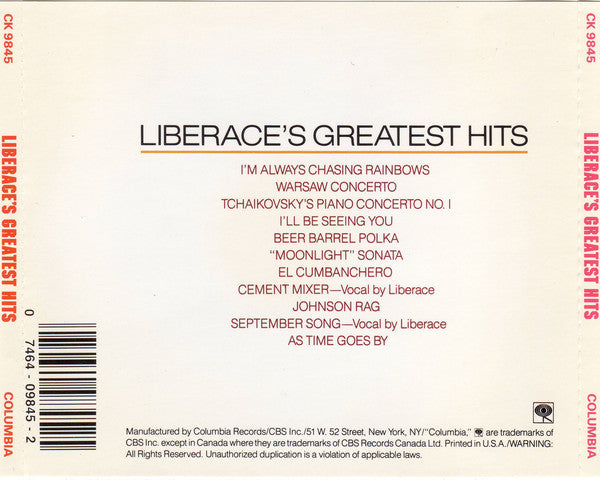 Liberace : Liberace's Greatest Hits (CD, Comp, RE)