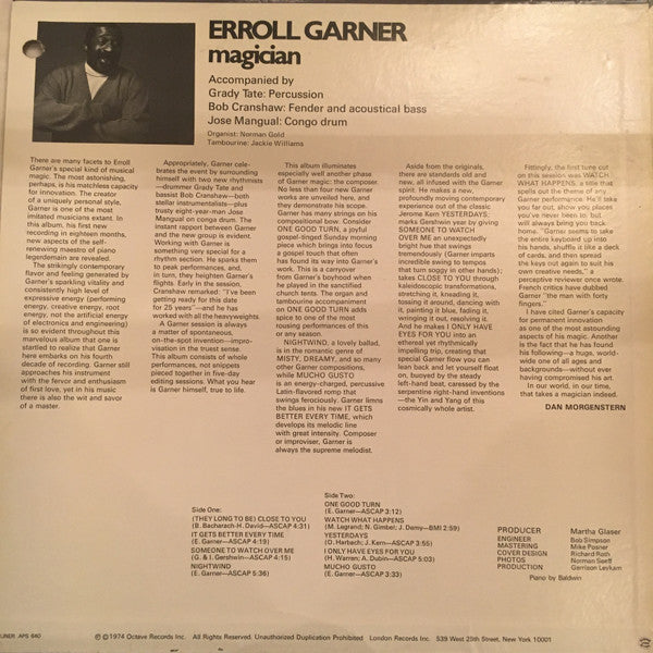 Erroll Garner : Magician (LP, Album)