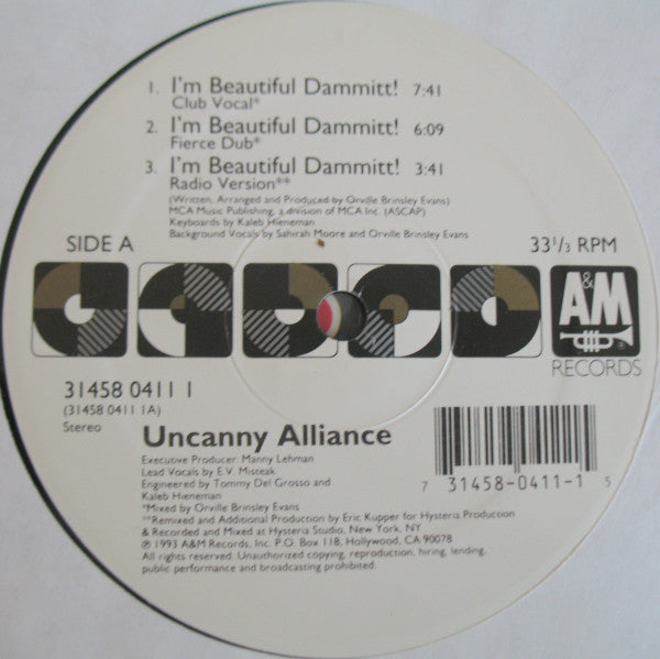 Uncanny Alliance : I'm Beautiful Dammitt! (12")