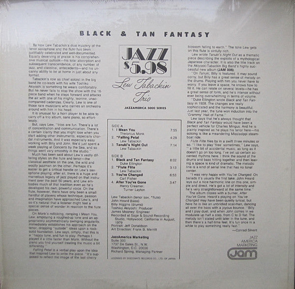 Lew Tabackin Trio : Black & Tan Fantasy (LP, Album, RE)