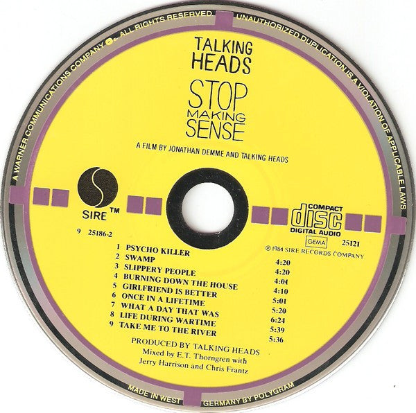 Talking Heads - Stop Making Sense 2024 - 1984 - 1st Press