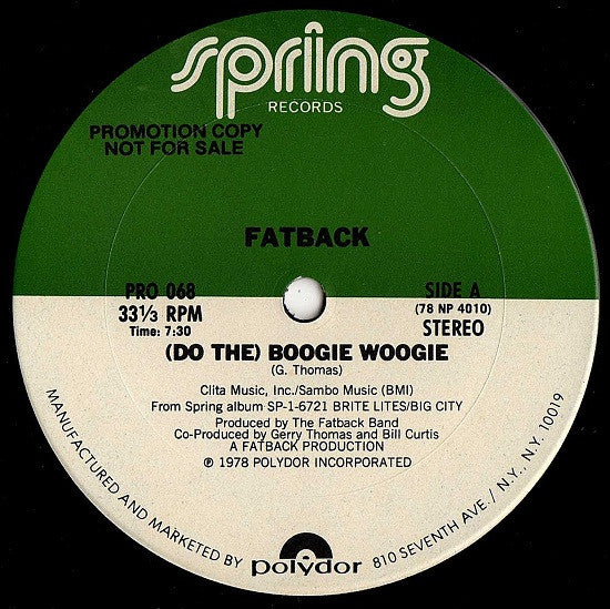 The Fatback Band : (Do The) Boogie Woogie (12", Promo)