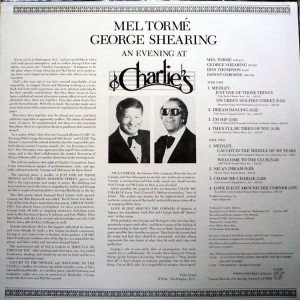 Mel Tormé • George Shearing : An Evening At Charlie's (LP, Album)